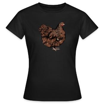 Brahma Chicken I Chicken Poultry Motif pour - T-shirt Femme - noir - Devant - AI Model Female 172 dark (172cm)