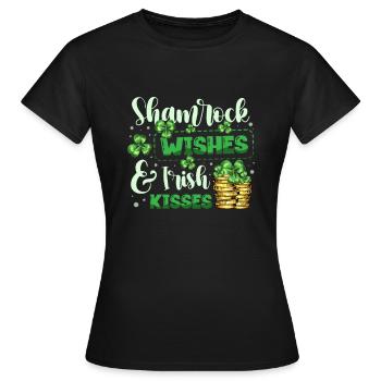 Shamrock-Wünsche et les baisers irlandais Fête de la Saint-Patrick - T-shirt Femme - noir - Devant - AI Model Female 172 dark (172cm)