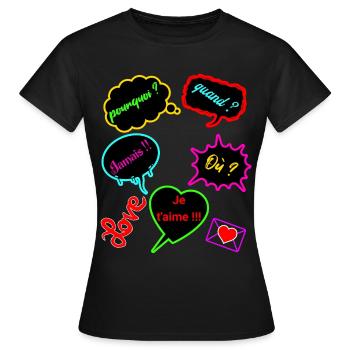pourquoi quand ou - T-shirt Femme - noir - Devant - AI Model Female 172 dark (172cm)
