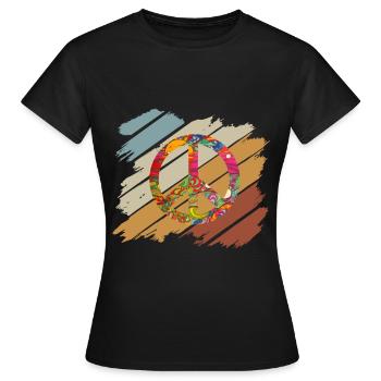 Hippie Peace Groovy Flowerpower Boho Woodstock - T-shirt Femme - noir - Devant - AI Model Female 172 dark (172cm)