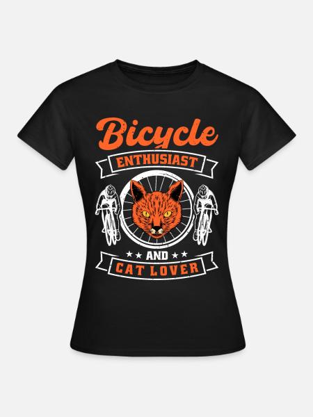 Passionné de vélo et amoureux des chats - T-shirt Femme - noir