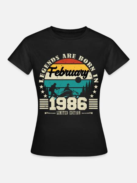 februar 1986. Bursdagsgave februar 1986. - T-skjorte for kvinner - svart