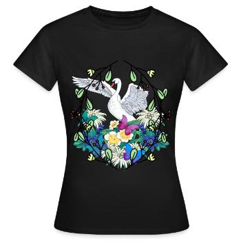 Début du printemps Cygne Faune Nature Oiseaux - T-shirt Femme - noir - Devant - AI Model Female 172 dark (172cm)