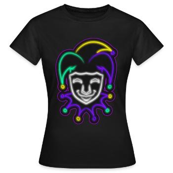 Jester Outline For Mardi Gras - Women's T-Shirt - black - Front - AI Model Female 172 dark (172cm)