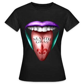Langue tendue pour Mardi Gras - T-shirt Femme - noir - Devant - AI Model Female 172 dark (172cm)