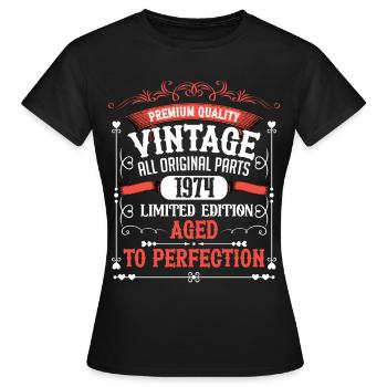 1974 Année de naissance Né Anniversaire Vintage - T-shirt Femme - noir - Devant - AI Model Female 172 dark (172cm)