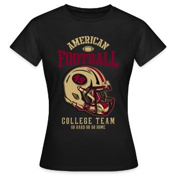 American Football College Team Helm Sport Geschenk - Frauen T-Shirt - Schwarz - Vorne - AI Model Female 172 dark (172cm)