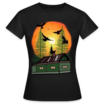 Immobilier maison cottage habitation solitaire solitude corbeau - T-shirt Femme - noir - Devant - AI Model Female 172 dark (172cm)