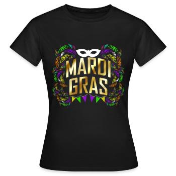 Yellow Golden Logo With Mask, Leaves, Pennant For - Women's T-Shirt - black - Front - AI Model Female 172 dark (172cm)