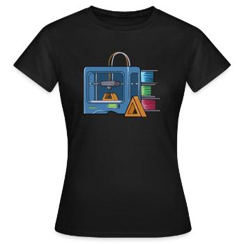 3D Druck Printing CAD PLA Filament 3d drucken - Frauen T-Shirt - Schwarz - Vorne - AI Model Female 172 dark (172cm)