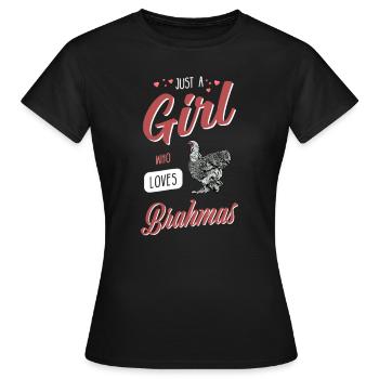 Brahma Chicken I Chicken Poultry Motif pour - T-shirt Femme - noir - Devant - AI Model Female 172 dark (172cm)