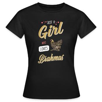 Brahma Chicken I Chicken Poultry Motif pour - T-shirt Femme - noir - Devant - AI Model Female 172 dark (172cm)