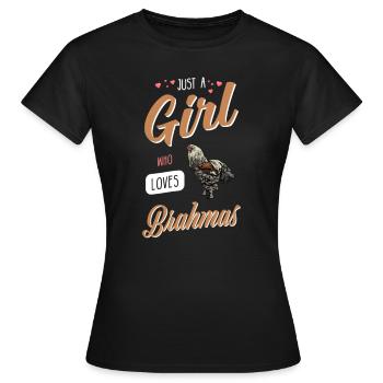 Brahma Chicken I Chicken Poultry Motif pour - T-shirt Femme - noir - Devant - AI Model Female 172 dark (172cm)