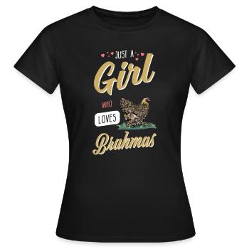 Brahma Chicken I Chicken Poultry Motif pour - T-shirt Femme - noir - Devant - AI Model Female 172 dark (172cm)