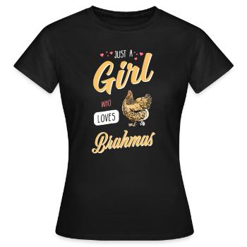 Brahma Chicken I Chicken Poultry Motif pour - T-shirt Femme - noir - Devant - AI Model Female 172 dark (172cm)