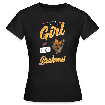Brahma Chicken I Chicken Poultry Motif pour - T-shirt Femme - noir - Devant - AI Model Female 172 dark (172cm)