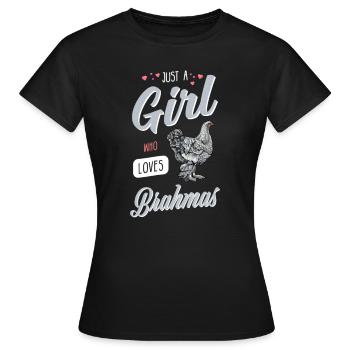 Brahma Chicken I Chicken Poultry Motif pour - T-shirt Femme - noir - Devant - AI Model Female 172 dark (172cm)