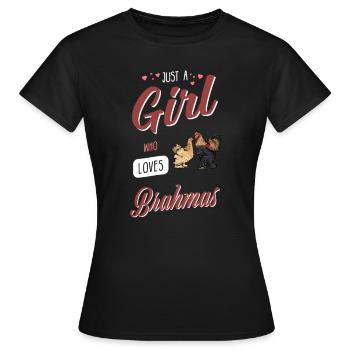 Brahma Chicken I Chicken Poultry Motif pour - T-shirt Femme - noir - Devant - AI Model Female 172 dark (172cm)