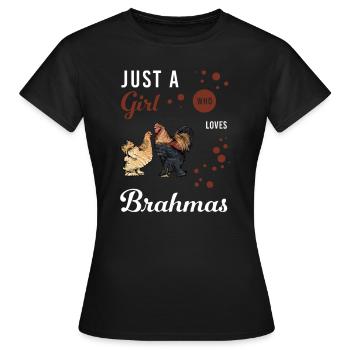 Brahma Chicken I Chicken Poultry Motif pour - T-shirt Femme - noir - Devant - AI Model Female 172 dark (172cm)