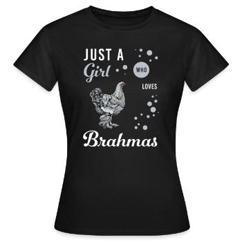 Brahma Chicken I Chicken Poultry Motif pour - T-shirt Femme - noir - Devant - AI Model Female 172 dark (172cm)