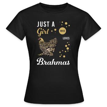 Brahma Chicken I Chicken Poultry Motif pour - T-shirt Femme - noir - Devant - AI Model Female 172 dark (172cm)