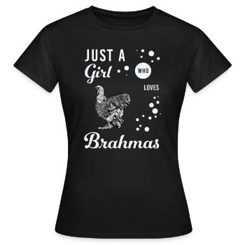 Brahma Chicken I Chicken Poultry Motif pour - T-shirt Femme - noir - Devant - AI Model Female 172 dark (172cm)