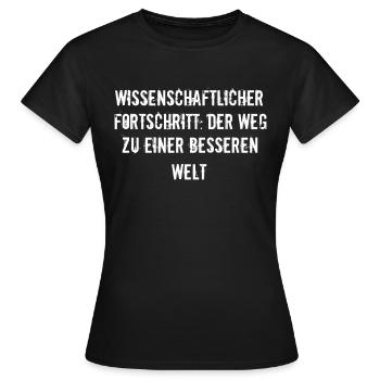 Wissenschaft - Wissenschaftlicher Fortschritt: - Frauen T-Shirt - Schwarz - Vorne - AI Model Female 172 dark (172cm)