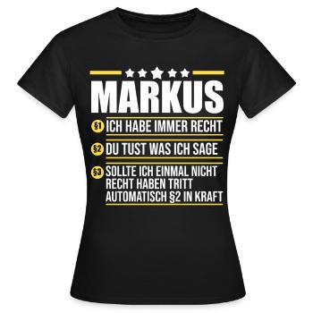 Markus - Women's T-Shirt - black - Front - AI Model Female 172 dark (172cm)