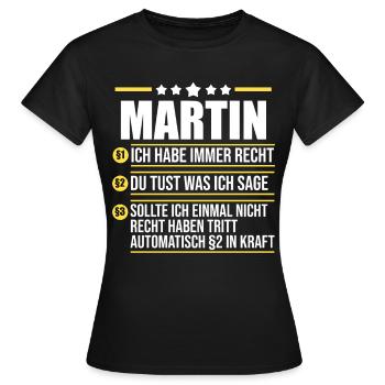 Martin - Women's T-Shirt - black - Front - AI Model Female 172 dark (172cm)