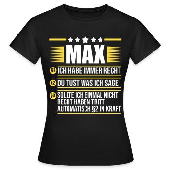 Max - Women's T-Shirt - black - Front - AI Model Female 172 dark (172cm)