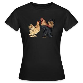 Brahma Hühner I Chicken Geflügel Motiv für - Frauen T-Shirt - Schwarz - Vorne - AI Model Female 172 dark (172cm)