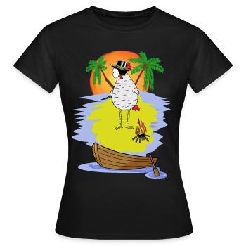 Pirat Huhn Freibeuter Insel Augenklappe Abenteuer - Frauen T-Shirt - Schwarz - Vorne - AI Model Female 172 dark (172cm)