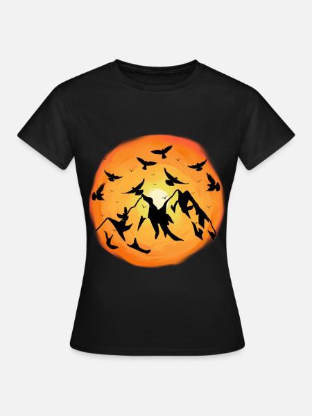 Sunshine Mountains Wildernis Vogels Natuur Zon - Vrouwen T-shirt - zwart