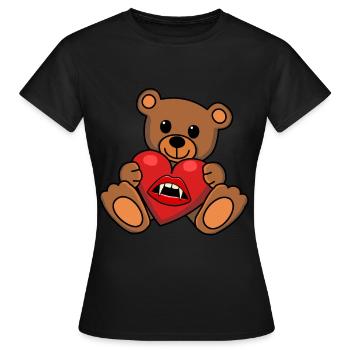 Teddy Herz Vampir Horror Halloween Blutsauger - Frauen T-Shirt - Schwarz - Vorne - AI Model Female 172 dark (172cm)