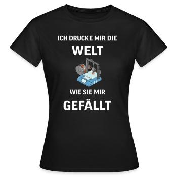 3D Druck Printing CAD PLA Filament 3d drucken - Frauen T-Shirt - Schwarz - Vorne - AI Model Female 172 dark (172cm)