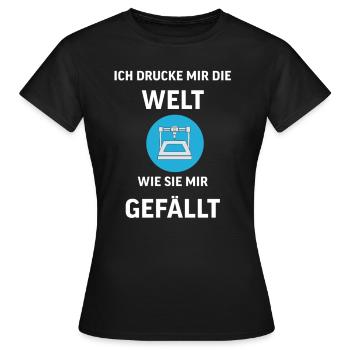 3D Druck Printing CAD PLA Filament 3d drucken - Frauen T-Shirt - Schwarz - Vorne - AI Model Female 172 dark (172cm)
