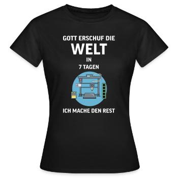 3D Druck Printing CAD PLA Filament 3d drucken - Frauen T-Shirt - Schwarz - Vorne - AI Model Female 172 dark (172cm)