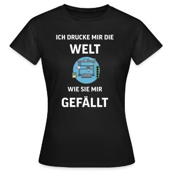 3D Druck Printing CAD PLA Filament 3d drucken - Frauen T-Shirt - Schwarz - Vorne - AI Model Female 172 dark (172cm)
