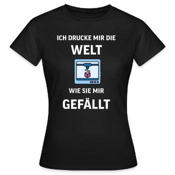 3D Druck Printing CAD PLA Filament 3d drucken - Frauen T-Shirt - Schwarz - Vorne - AI Model Female 172 dark (172cm)