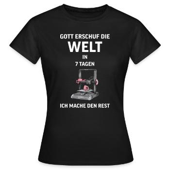3D Druck Printing CAD PLA Filament 3d drucken - Frauen T-Shirt - Schwarz - Vorne - AI Model Female 172 dark (172cm)