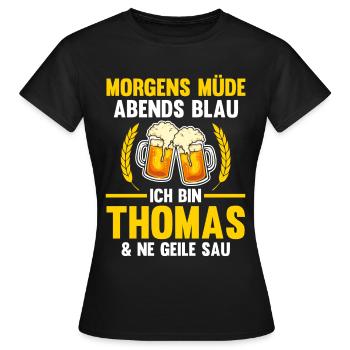 Thomas - Frauen T-Shirt - Schwarz - Vorne - AI Model Female 172 dark (172cm)