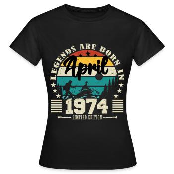 April 1974 Geburtstagsgeschenk April 1974. April - Frauen T-Shirt - Schwarz - Vorne - AI Model Female 172 dark (172cm)
