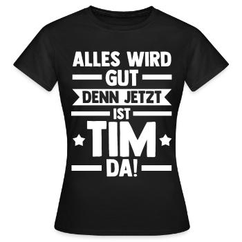 Tim - Frauen T-Shirt - Schwarz - Vorne - AI Model Female 172 dark (172cm)