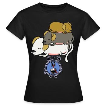 Wecker Hunde Faulpelz schlafen lustlos Müdigkeit - Frauen T-Shirt - Schwarz - Vorne - AI Model Female 172 dark (172cm)