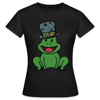 émotions, sentiments, crapaud, grenouille, quark, enfants, heureux - T-shirt Femme - noir - Devant - AI Model Female 172 dark (172cm)