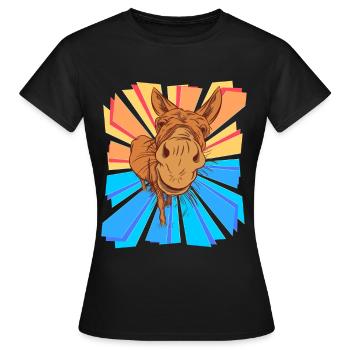Esel Geschenk Huftiere Muli Pferd Pony Kinder Kind - Frauen T-Shirt - Schwarz - Vorne - AI Model Female 172 dark (172cm)