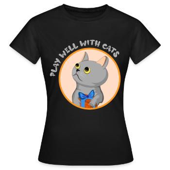 Gut mit anderen spielen Katzenliebhaber Katzenflüs - Frauen T-Shirt - Schwarz - Vorne - AI Model Female 172 dark (172cm)