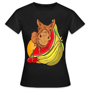Ongulés d’âne Mulie mule fruits d’été fruits - T-shirt Femme - noir - Devant - AI Model Female 172 dark (172cm)