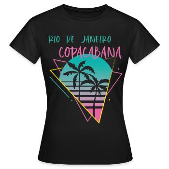 Copacabana Palm Rio-Vacances-Plage-Océan-Surf - T-shirt Femme - noir - Devant - AI Model Female 172 dark (172cm)