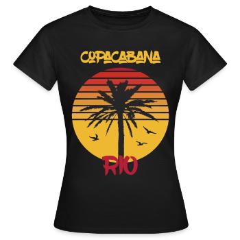 Rio Surf Copacabana Palm Holiday Beach Ocean - T-shirt Femme - noir - Devant - AI Model Female 172 dark (172cm)